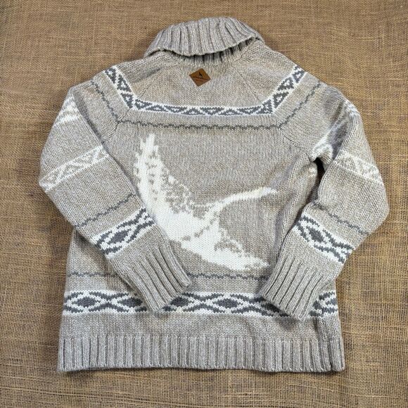 Eddie Bauer Woman's Heavy Wool Blend Full Zip Cardigan Tan Sweater Size Medium - Picture 7 of 8